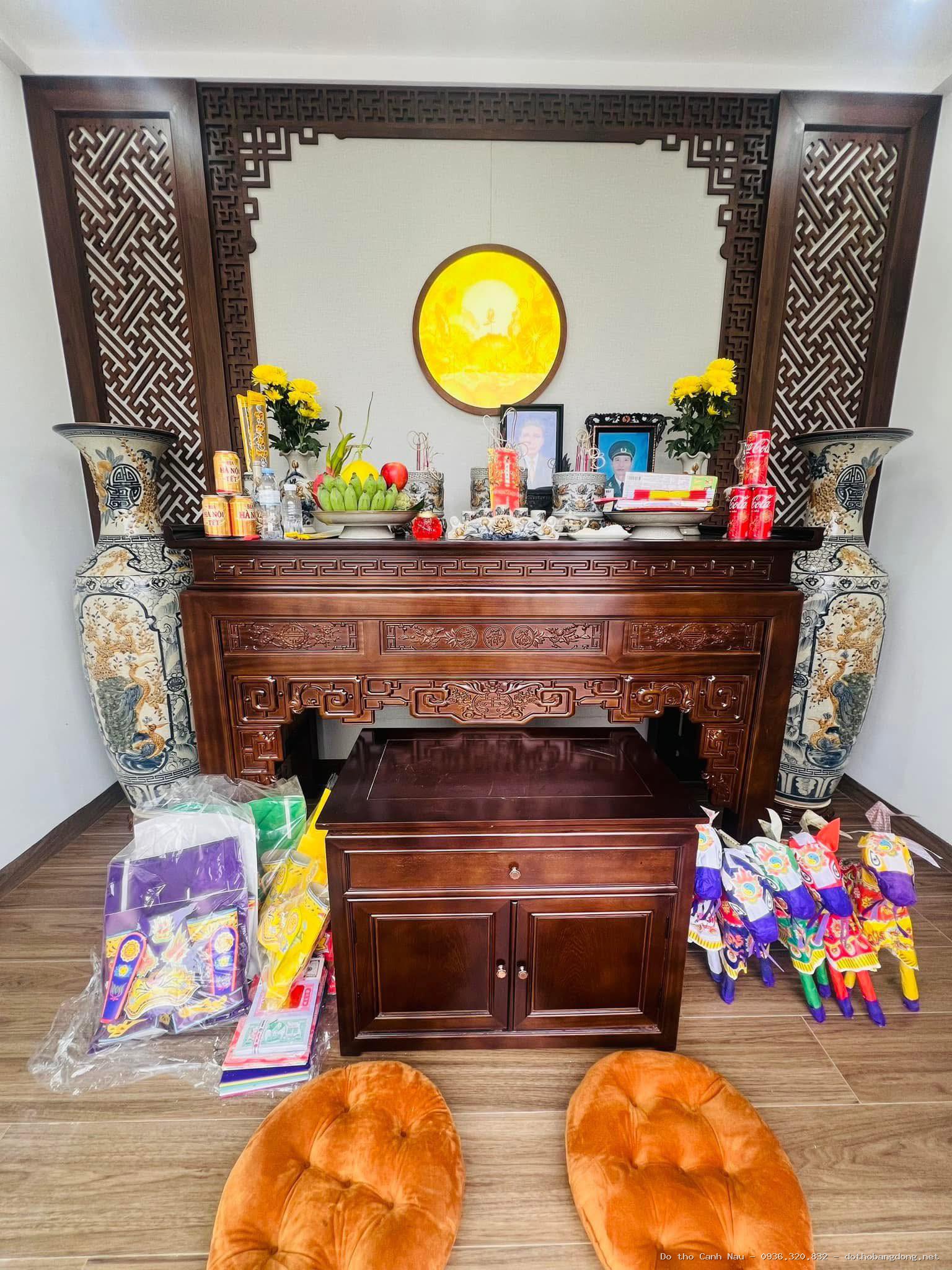 Án gian thờ gỗ Gõ đỏ cao cấp - Đồ thờ Sơn Vũ